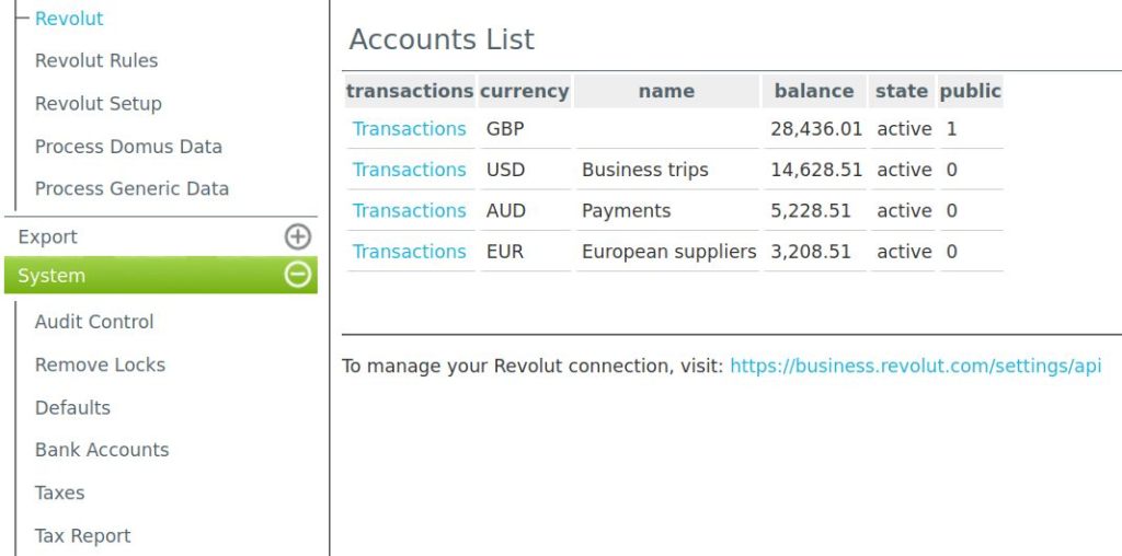 Revolut Integration with SQL-Ledger
