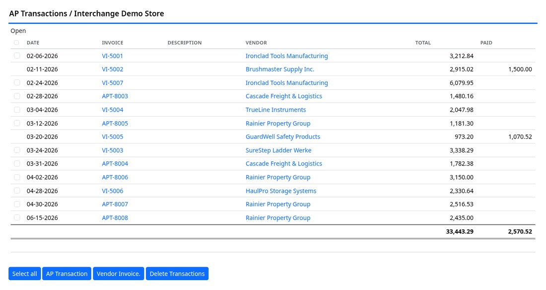AP transactions report