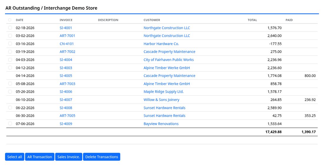 Outstanding receivables report