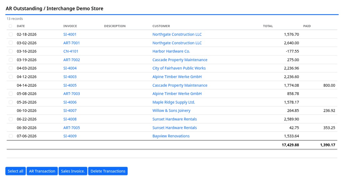 Outstanding receivables report