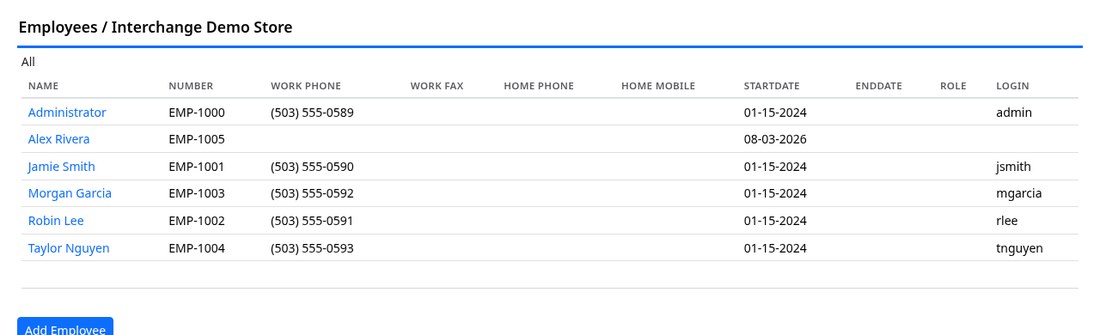 Employee list with numbers and start dates