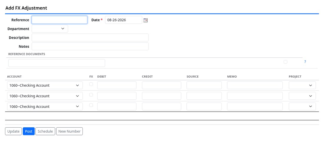 The FX adjustment screen with per-line FX tick boxes