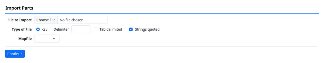 CSV import screen