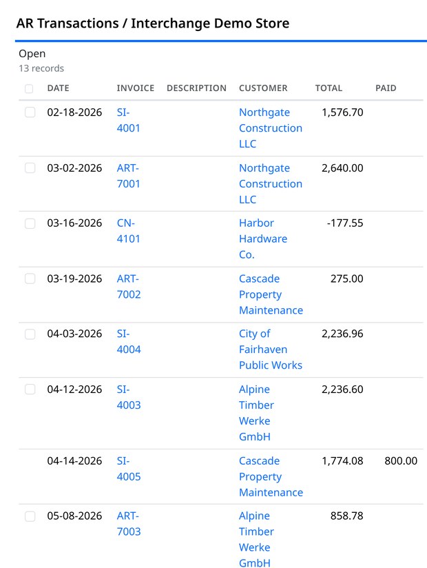 The AR ledger at phone width