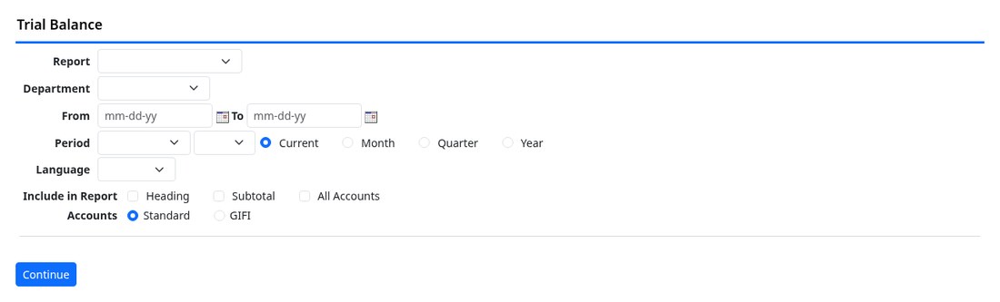 A report screen with its saved-layout selector