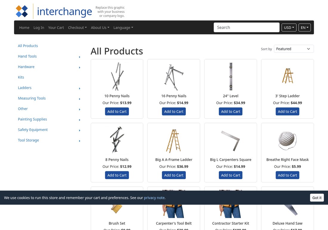 The storefront product listing