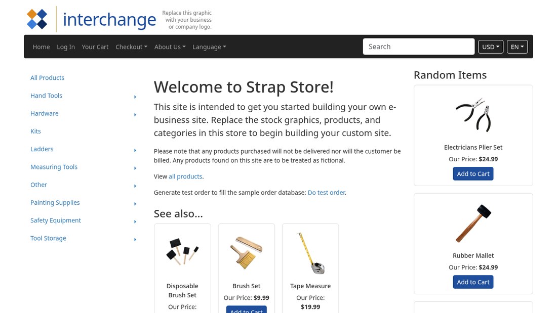 The demo storefront home page