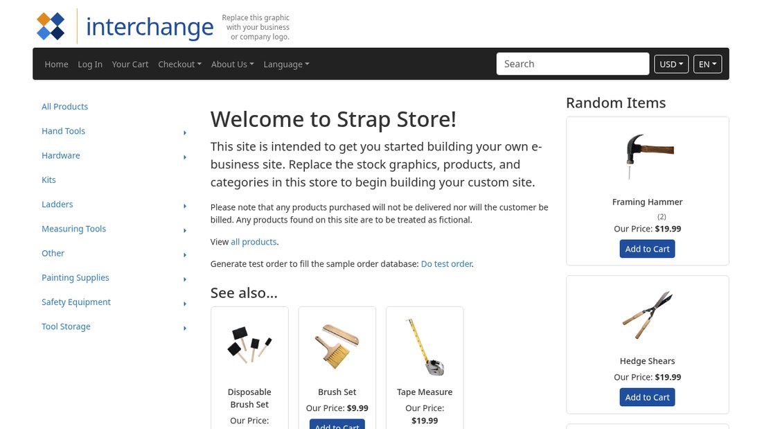The demo storefront home page